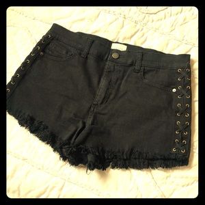 High Waisted Shorts with Lace Up Detail